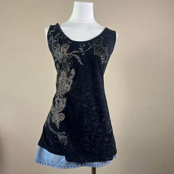 RXB Y2K Mcbling Fairh Grunge Crown Bling Tank Top - Picture 1 of 4